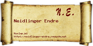 Neidlinger Endre névjegykártya